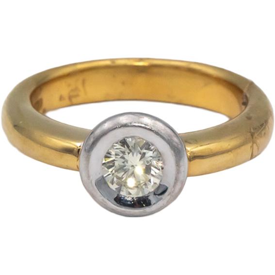 WEMPE 18k White and Yellow Gold 0.45CT Diamond Solitaire Ring Size 6.75