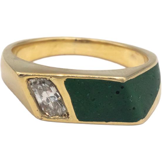 14k Yellow Gold 0.32CT VS Diamond and Green Stone Ring Size 5.5