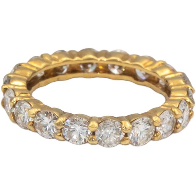 18k Yellow Gold Round Diamond Eternity Band Ring 2.99CT Size 6.25