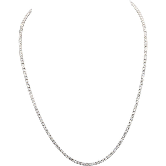 18k White Gold Round Cut Diamond Tennis Necklace 16.25" Long 5.02CT