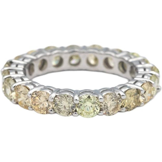 18k White Gold 3.15CT VS Light-Medium Yellow Diamond Eternity Ring Size 6