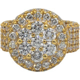 14k Yellow Gold Lab Grown Round Diamond Pave Cluster Ring 8.0CT Size 8.5