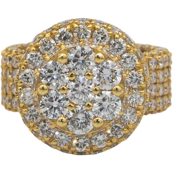 14k Yellow Gold Lab Grown Round Diamond Pave Cluster Ring 8.0CT Size 8.5