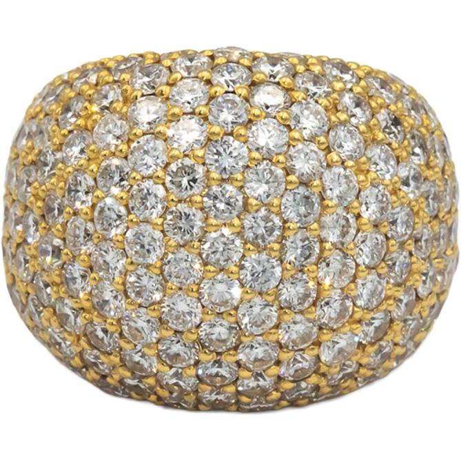 14k Yellow Gold Round Cut Lab Grown Cluster Pave Dome Ring 8.0CT Size 7.75