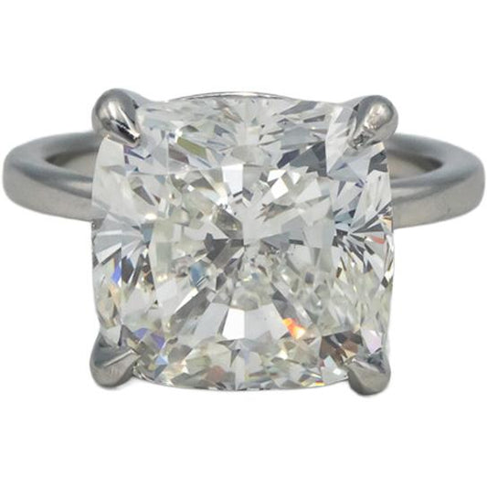 GIA Certified Natural Cushion Cut Diamond Platinum Solitaire Ring G/VS2 9.08CT