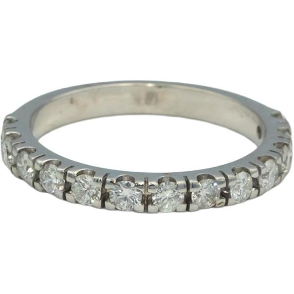 18k White Gold Round Diamond Semi-Eternity Band Ring 0.72CT Size 7.5