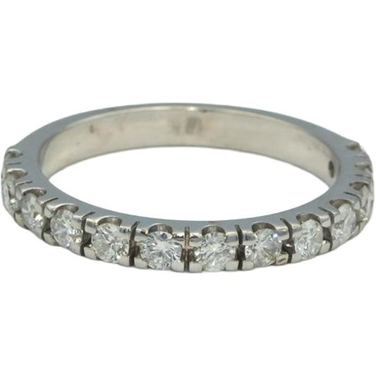 18k White Gold Round Diamond Semi-Eternity Band Ring 0.72CT Size 7.5