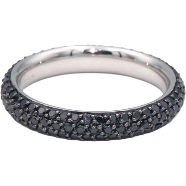 18k White Gold 0.75CT Round Cut Black Diamond Eternity Band Ring Size 5.75