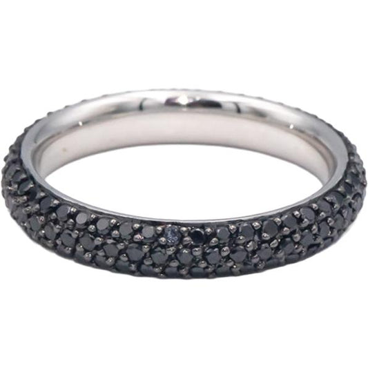 18k White Gold 0.75CT Round Cut Black Diamond Eternity Band Ring Size 5.75