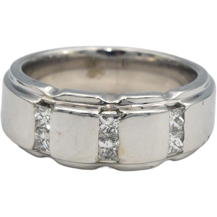 14k White Gold Jewelry Round Cut Diamond Band Ring 0.60CT Size 8