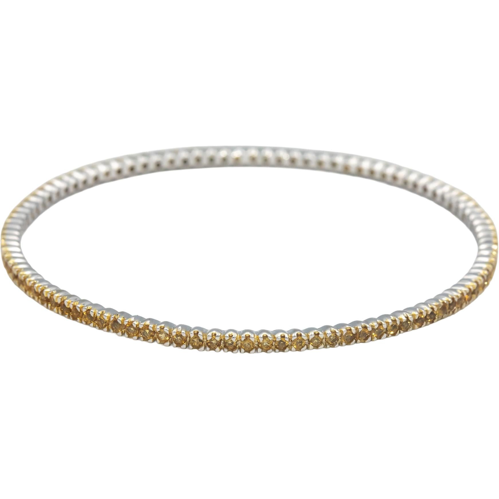18k White Gold Jewelry 3.0CT Round Cut Citrine Stackable Bangle Bracelet