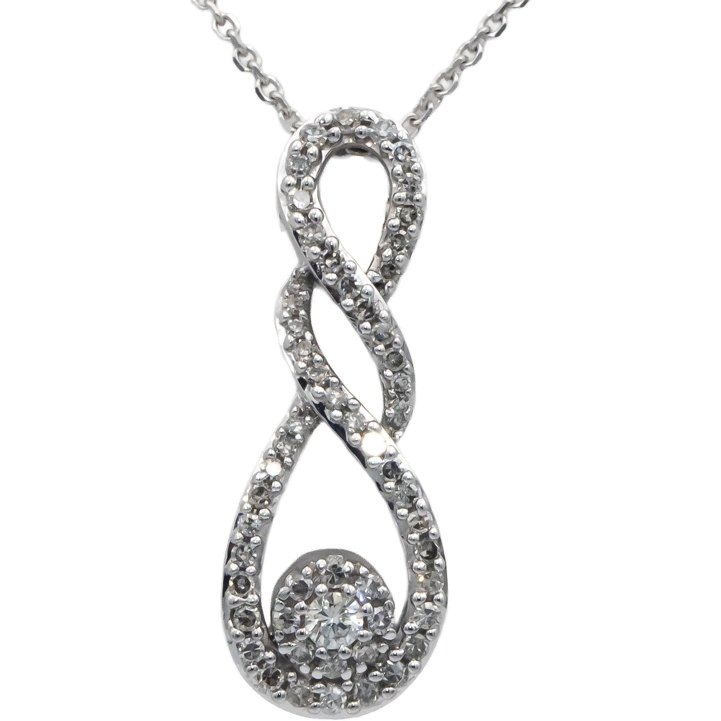 10k White Gold Jewelry 0.33CT Round Cut Diamond Pendant Necklace