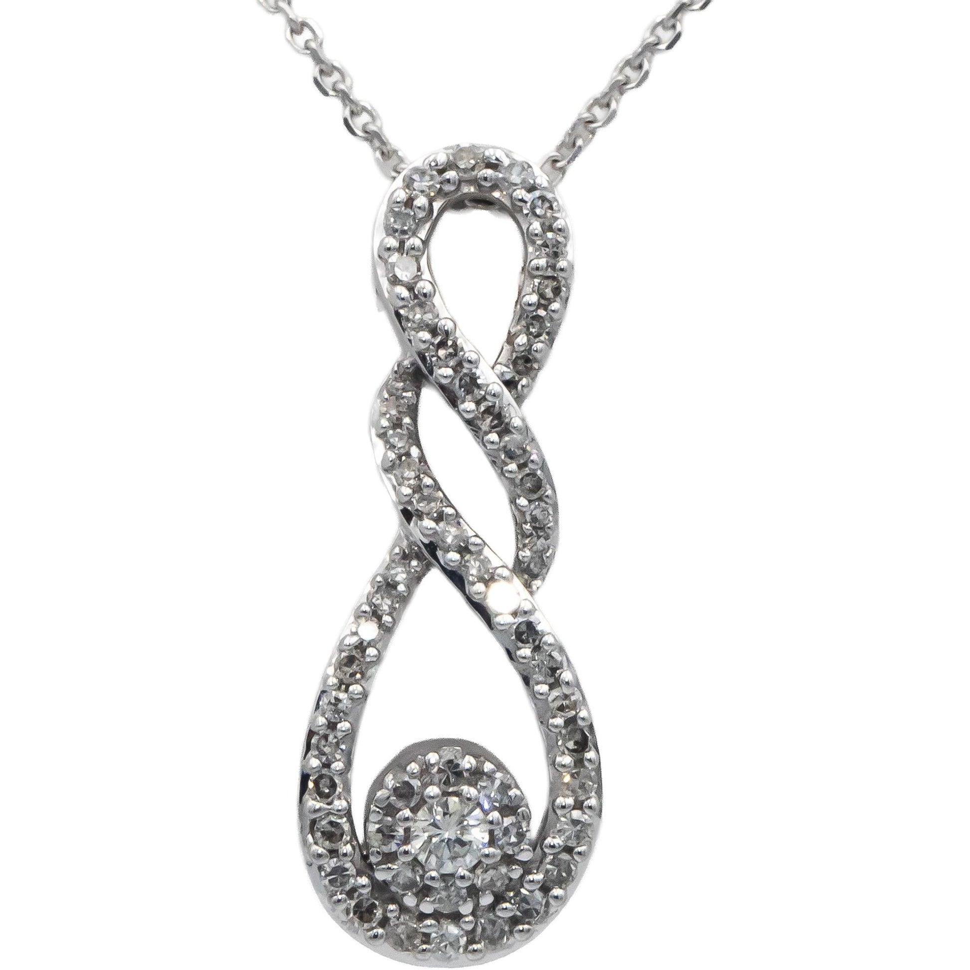 10k White Gold Jewelry 0.33CT Round Cut Diamond Pendant Necklace