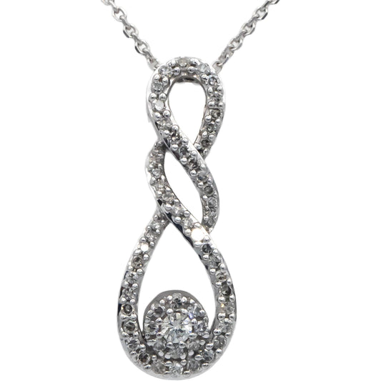 10k White Gold Jewelry 0.33CT Round Cut Diamond Pendant Necklace