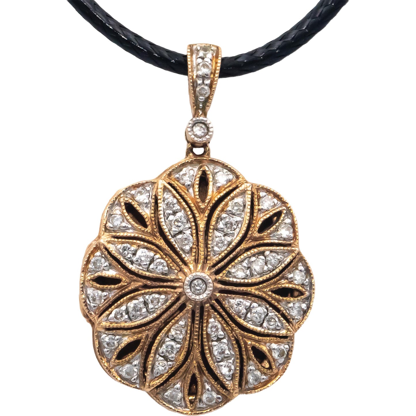 14k Rose Gold 0.25CT Round Cut Diamond Locket Pendant Necklace