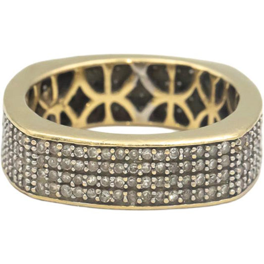 14k Yellow Gold 1.0CT Round Cut Diamond Pave Men's Eternity Band Ring Size 8