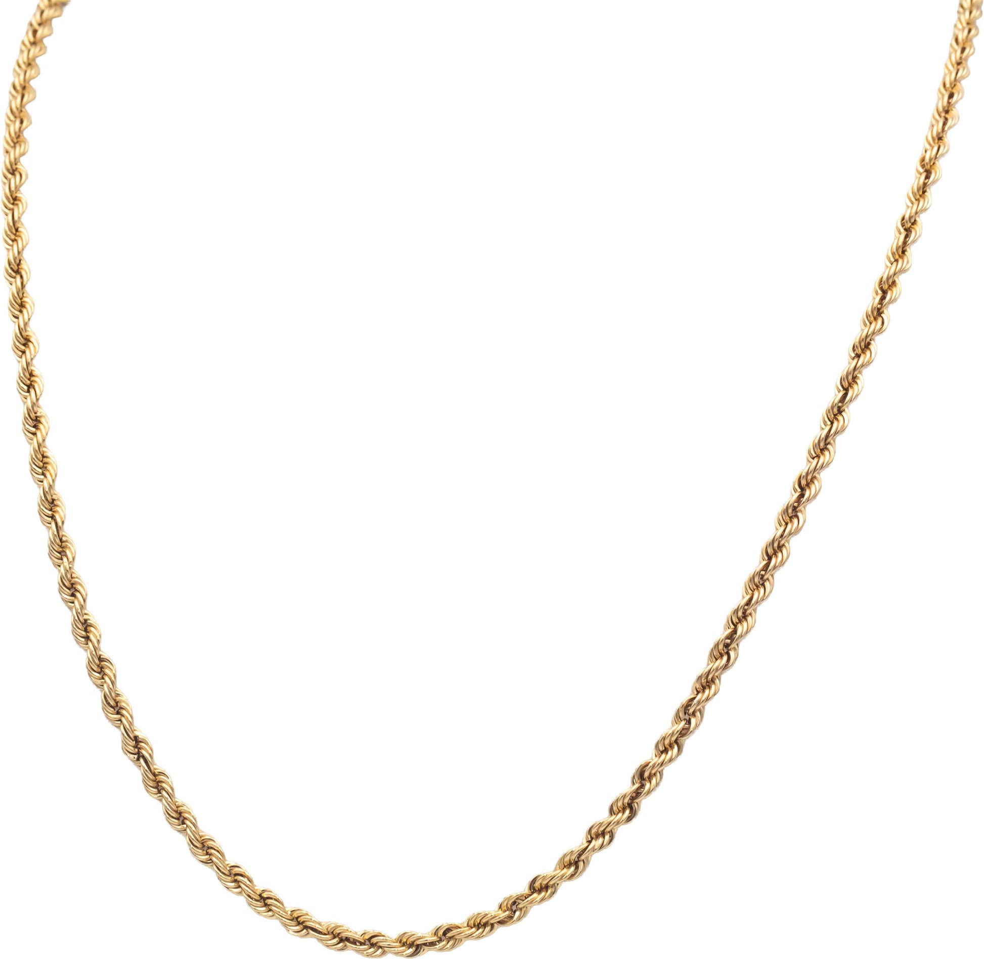 14k Yellow Gold 28.5" Long/3.5mm Wide Semi-Solid Twisted Rope Chain Necklace