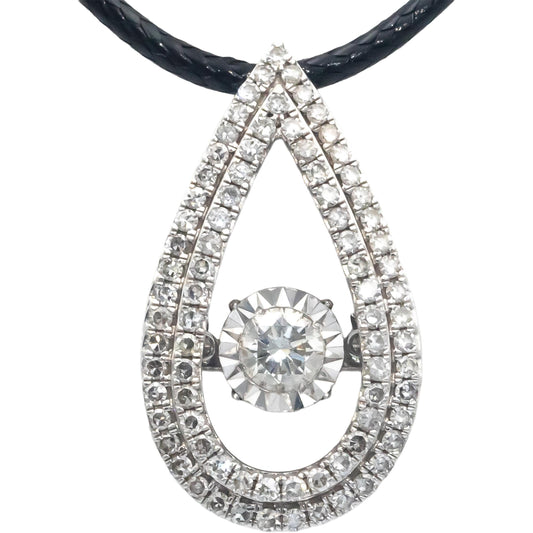 14k White Gold 1.0CT VS Diamond Pendant Necklace w/ 0.25CT Center