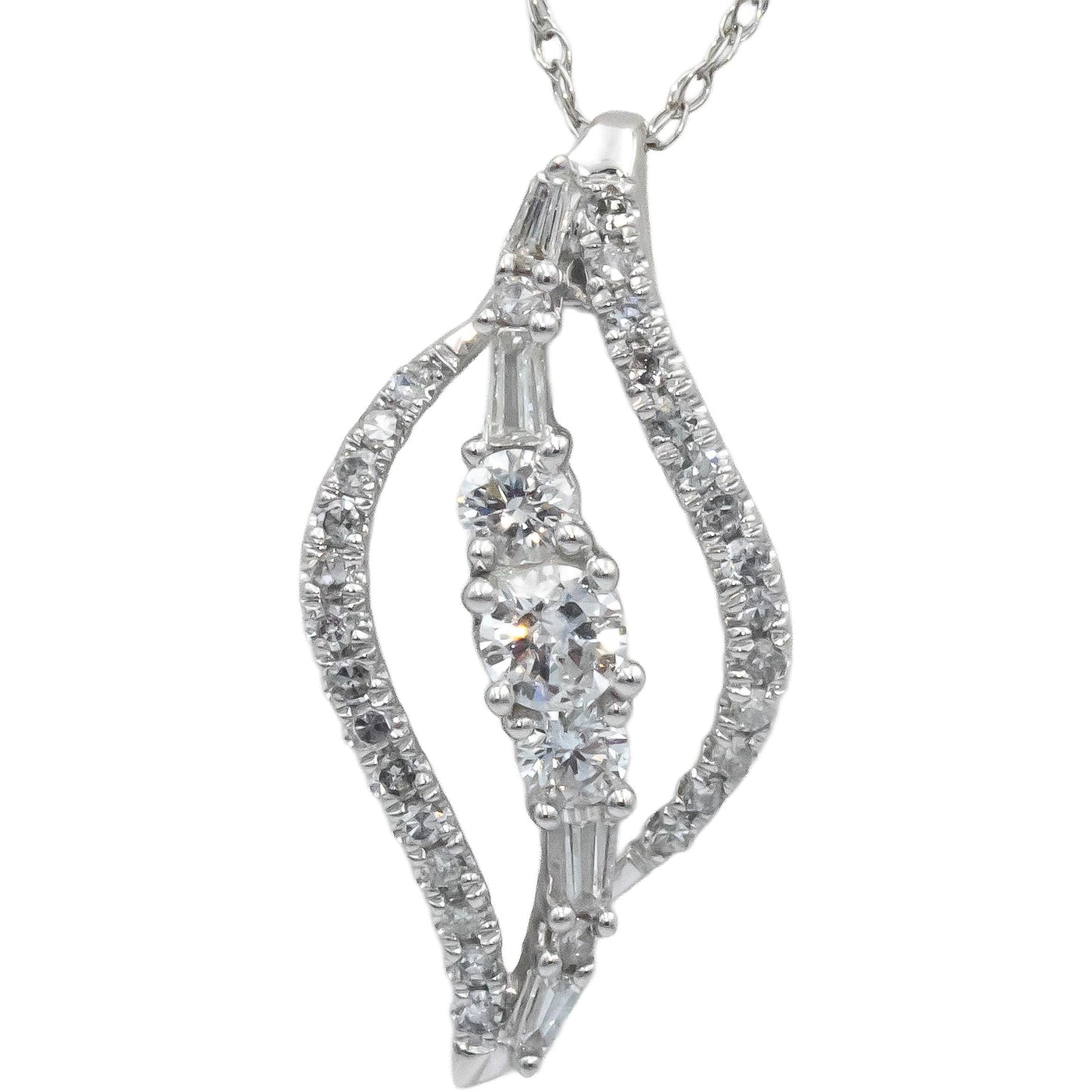 14k White Gold Jewelry 0.50CT Round Cut Diamond Pendant Necklace