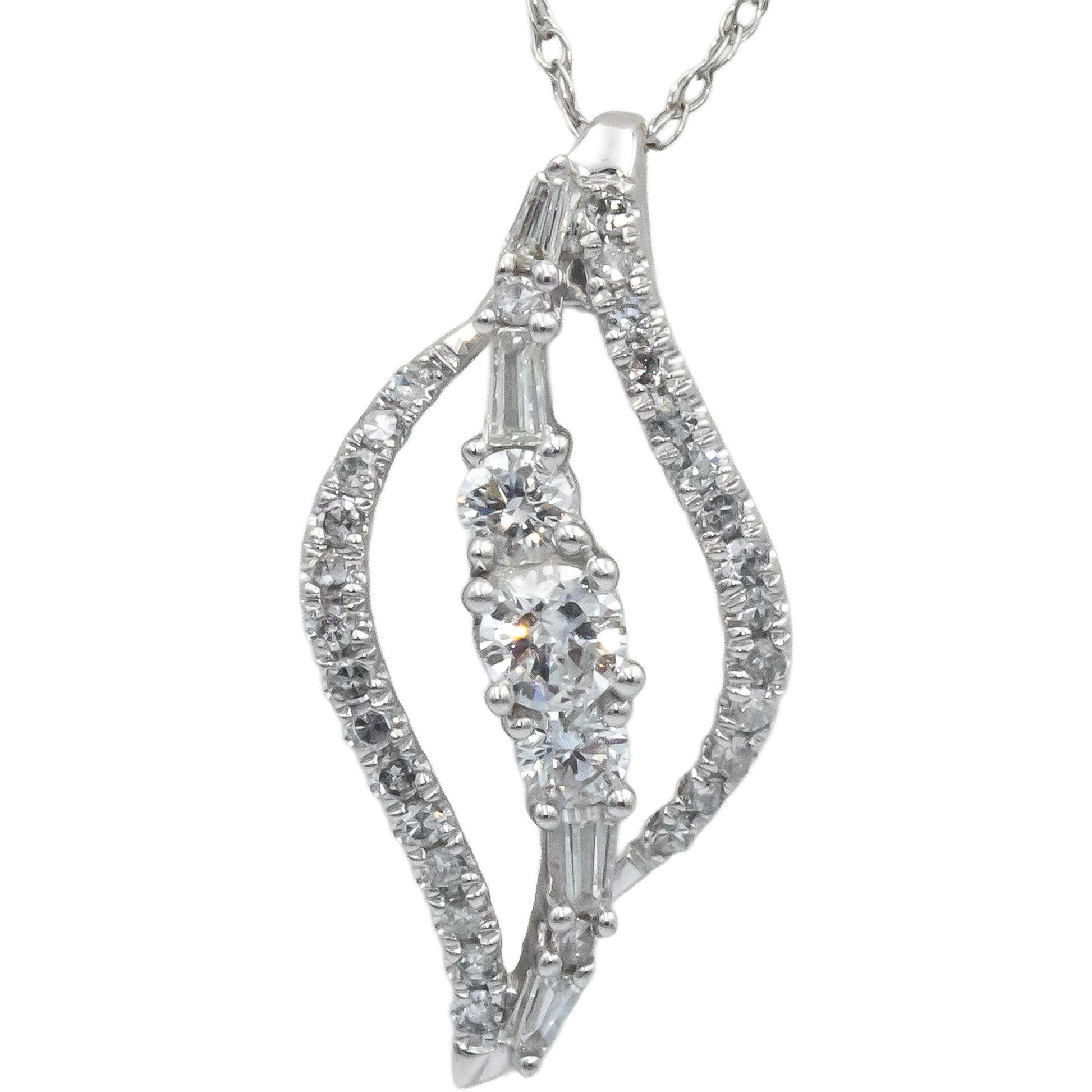 14k White Gold Jewelry 0.50CT Round Cut Diamond Pendant Necklace