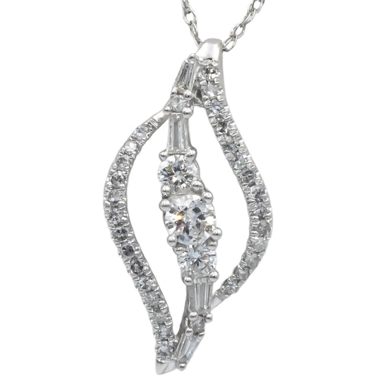 14k White Gold Jewelry 0.50CT Round Cut Diamond Pendant Necklace
