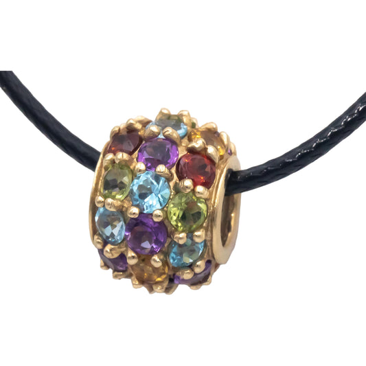 10k Yellow Gold Jewelry 2.0CT Rainbow Assorted Gemstone Slide Pendant Necklace