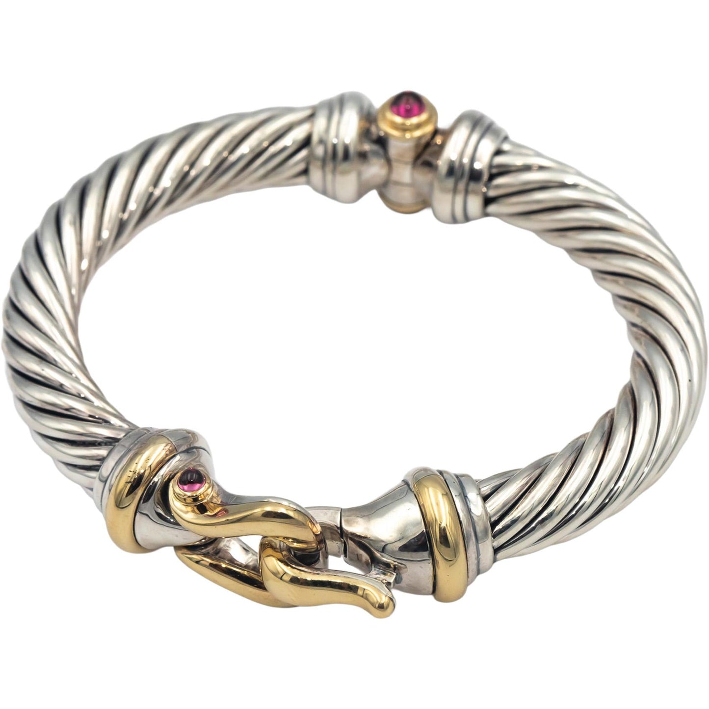 DAVID YURMAN 18k Gold Sterling Silver Gemstone 10mm Buckle Bracelet $2250 Retail