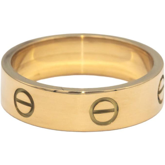 CARTIER 18k Yellow Gold Love Screw Motif Ring 6mm Wide Size 10.5 Euro 63