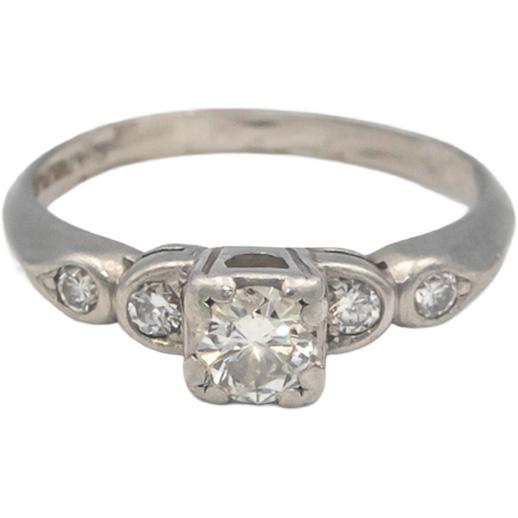 Antique Vintage Platinum Jewelry 0.50CT VS Diamond Ring Size 5