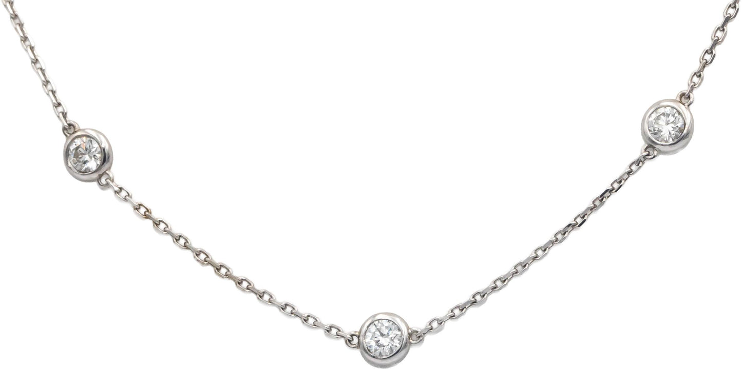 14k White Gold 1.19CT VS Round Cut Diamond By The Yard 16" Long Chain Necklace
