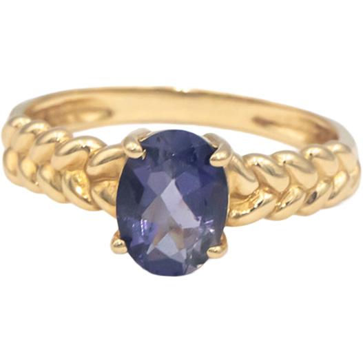 10k Yellow Gold 1.50CT Oval Cut Amethyst Solitaire Cocktail Ring Size 7