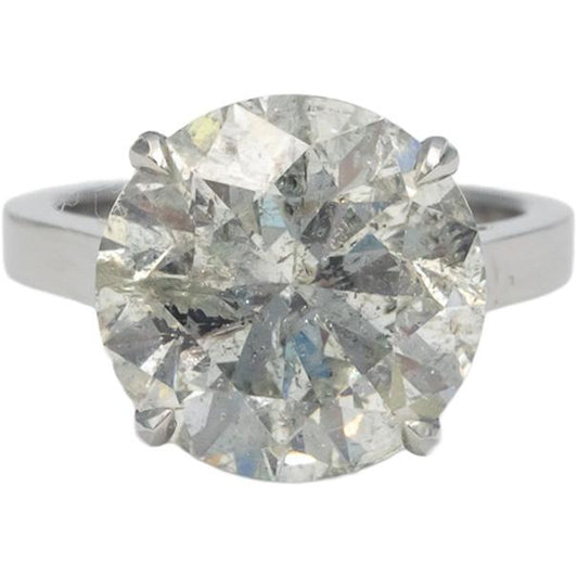 Round Cut Diamond 14k White Gold Solitaire Engagement Ring 10.07CT Size 6.75