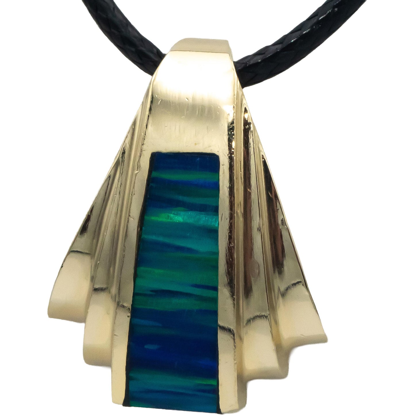 14k Yellow Gold Jewelry Painted Enamel Abstract Pendant Necklace