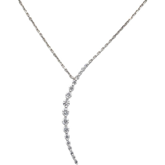 18k White Gold 0.25CT Round Cut Diamond Half Moon Crescent Pendant Necklace