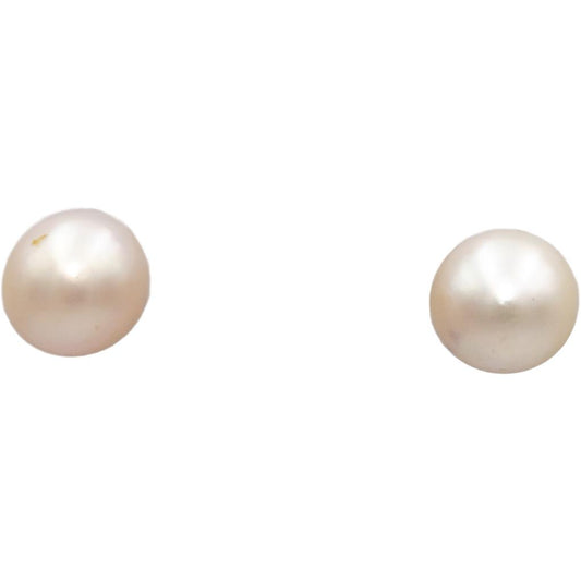 Antique 10k White Gold Jewelry 8.5mm Pearl Stud Earrings w/ Custom Backs