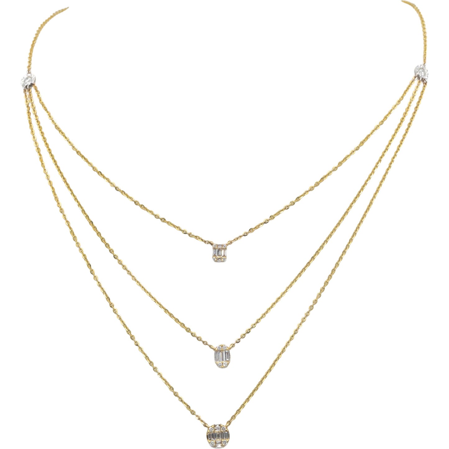 Diamond 18k Yellow Gold Jewelry Fancy Formal Necklace 0.51CT