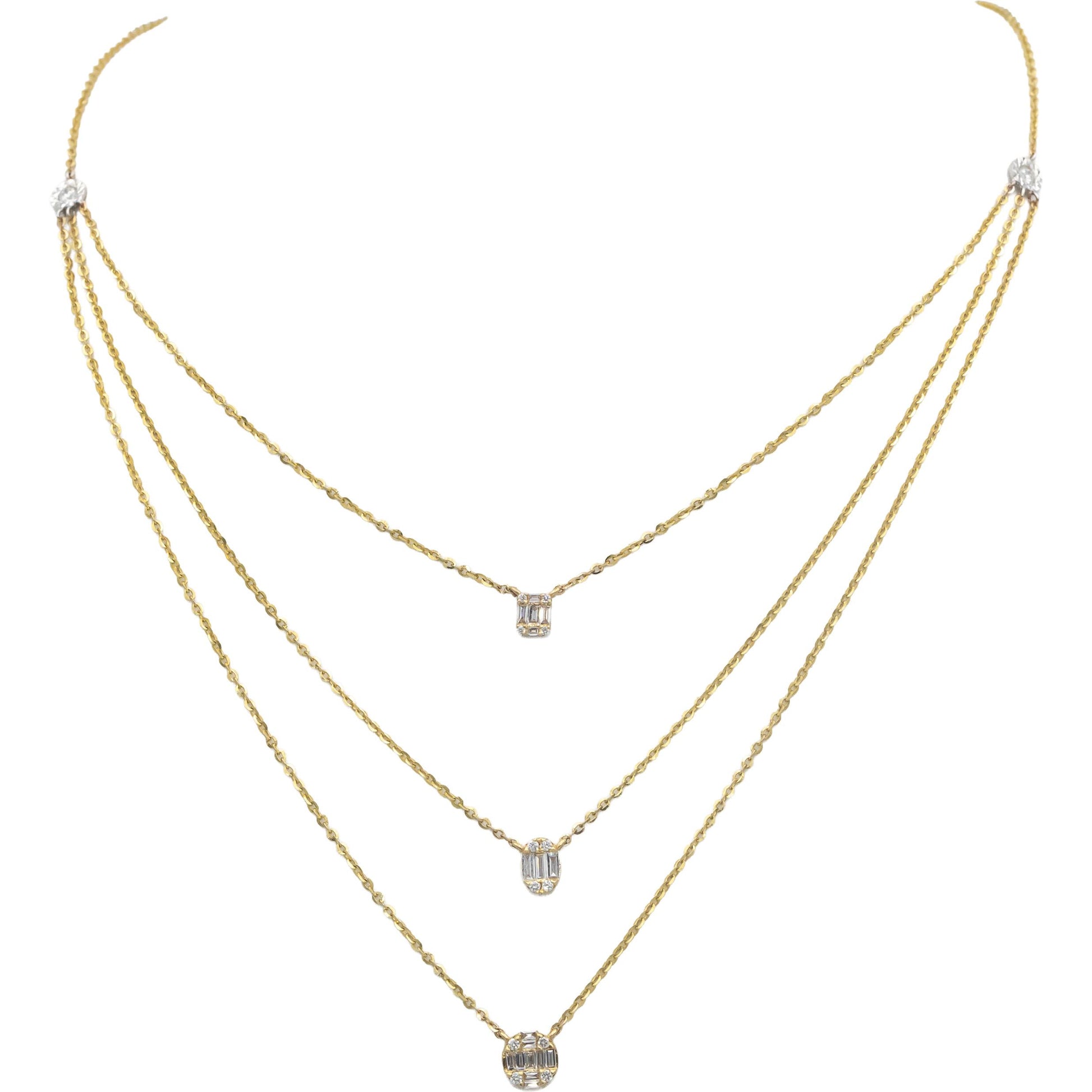 Diamond 18k Yellow Gold Jewelry Fancy Formal Necklace 0.51CT