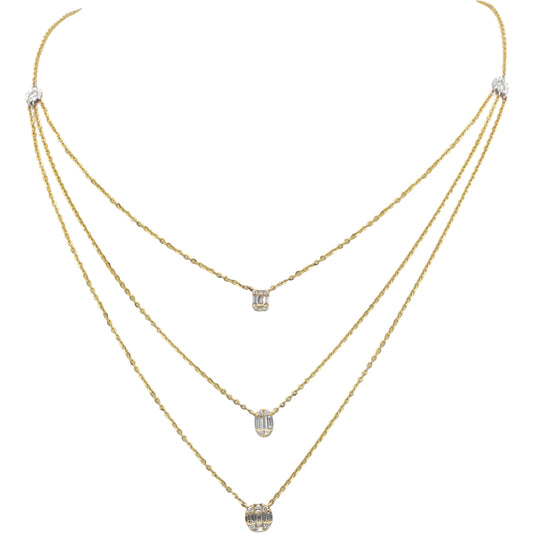 Diamond 18k Yellow Gold Jewelry Fancy Formal Necklace 0.51CT