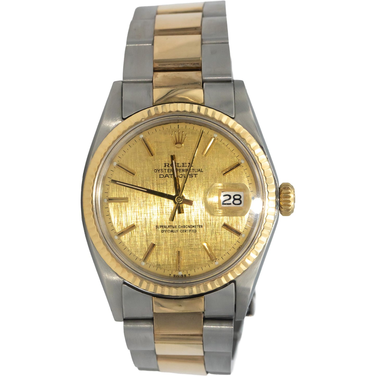 ROLEX 18k Gold Stainless Steel Datejust 1601 Custom Bracelet Automatic Watch