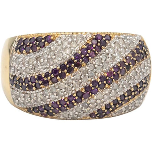 Diamond and Sapphire Round Cut 14k Yellow Gold Cluster Band Ring 1.0CT Size 9