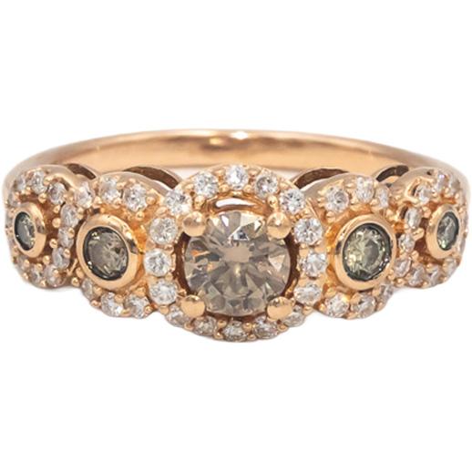 LE VIAN 14k Rose Gold White & Chocolate Diamond Cocktail Ring 1.0CT Size 7