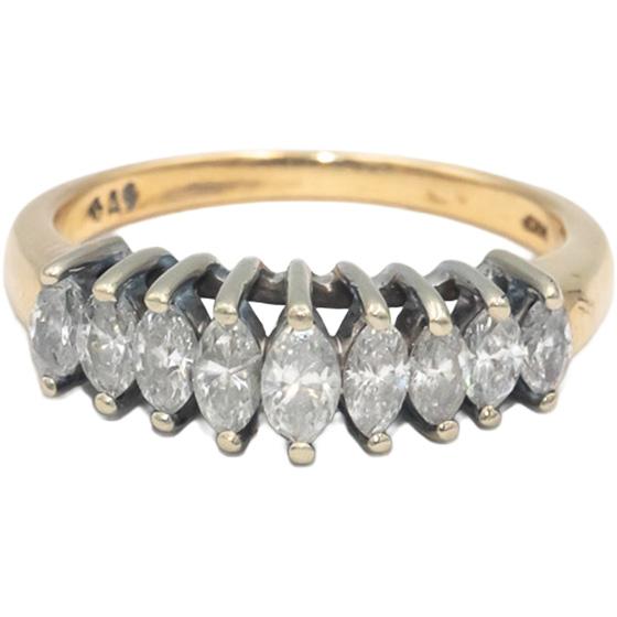Diamond Marquise Cut 14k White Yellow Gold Anniversary Band Ring 1.0CT Size 7.5
