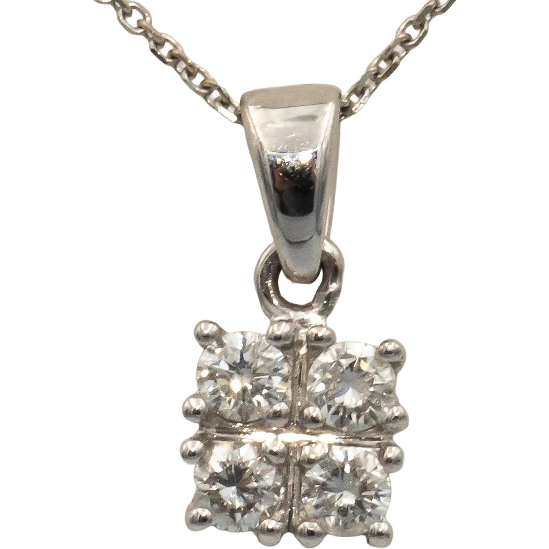 14k White Gold Jewelry Round Diamond Pendant Necklace 0.25CT