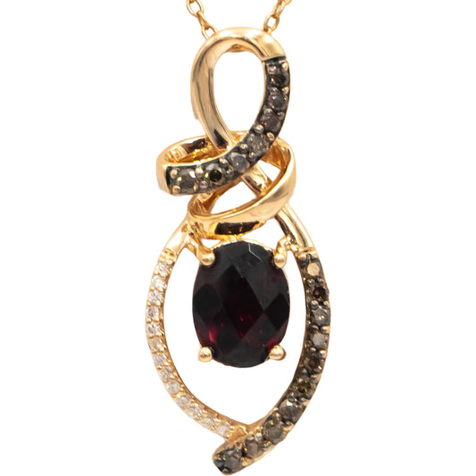 LE VIAN 14k Rose Gold Rhodolite Garnet & Diamond Pendant Necklace 0.20CT