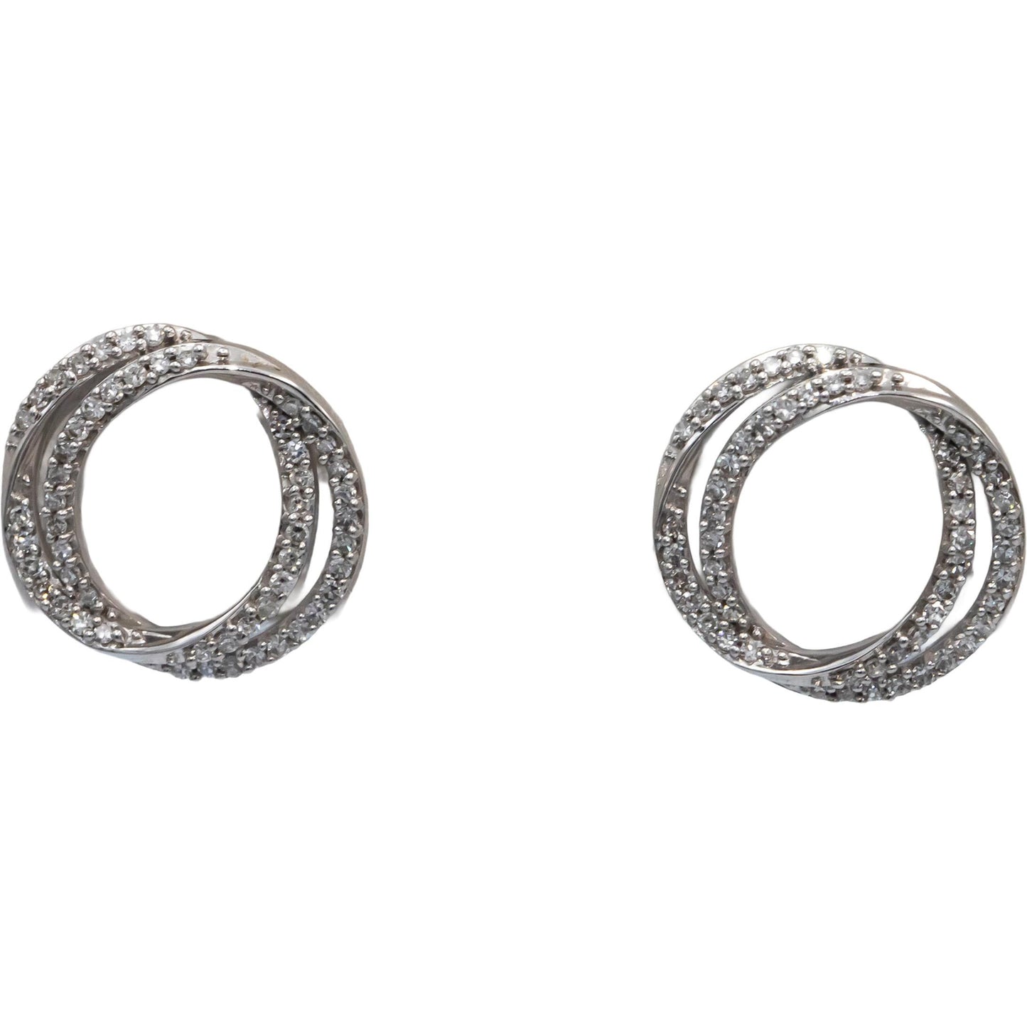 VERA WANG LOVE 10k White Gold Round Diamond Double Circle Stud Earrings 0.33CT