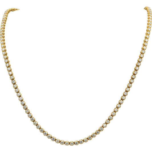 Round Diamond 14k Yellow Gold Jewelry Tennis Necklace Chain 10.0CT