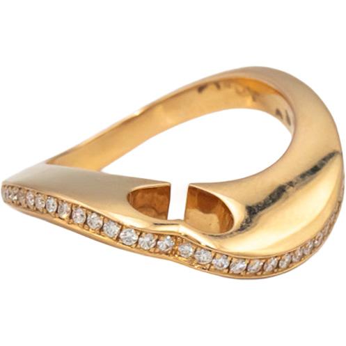 CHOPARD 18k Rose Gold Waving Heart Diamond Ring 0.18CT Size 52 w/ Papers