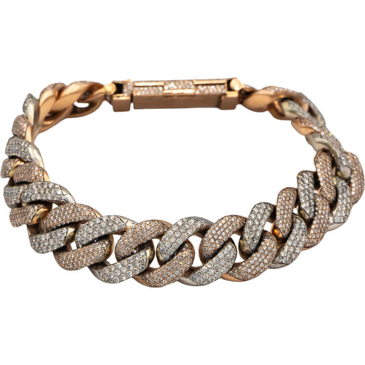 10k Rose & White Gold Iced Out Round Diamond Cuban Link Bracelet 19.0CT
