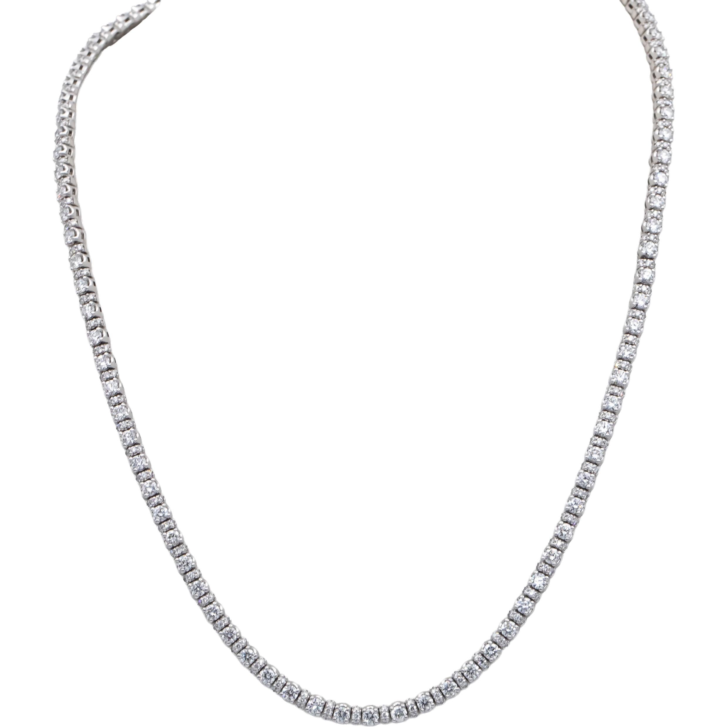 14k White Gold Lab-Grown VS Round Diamond Tennis Necklace 10.0CT