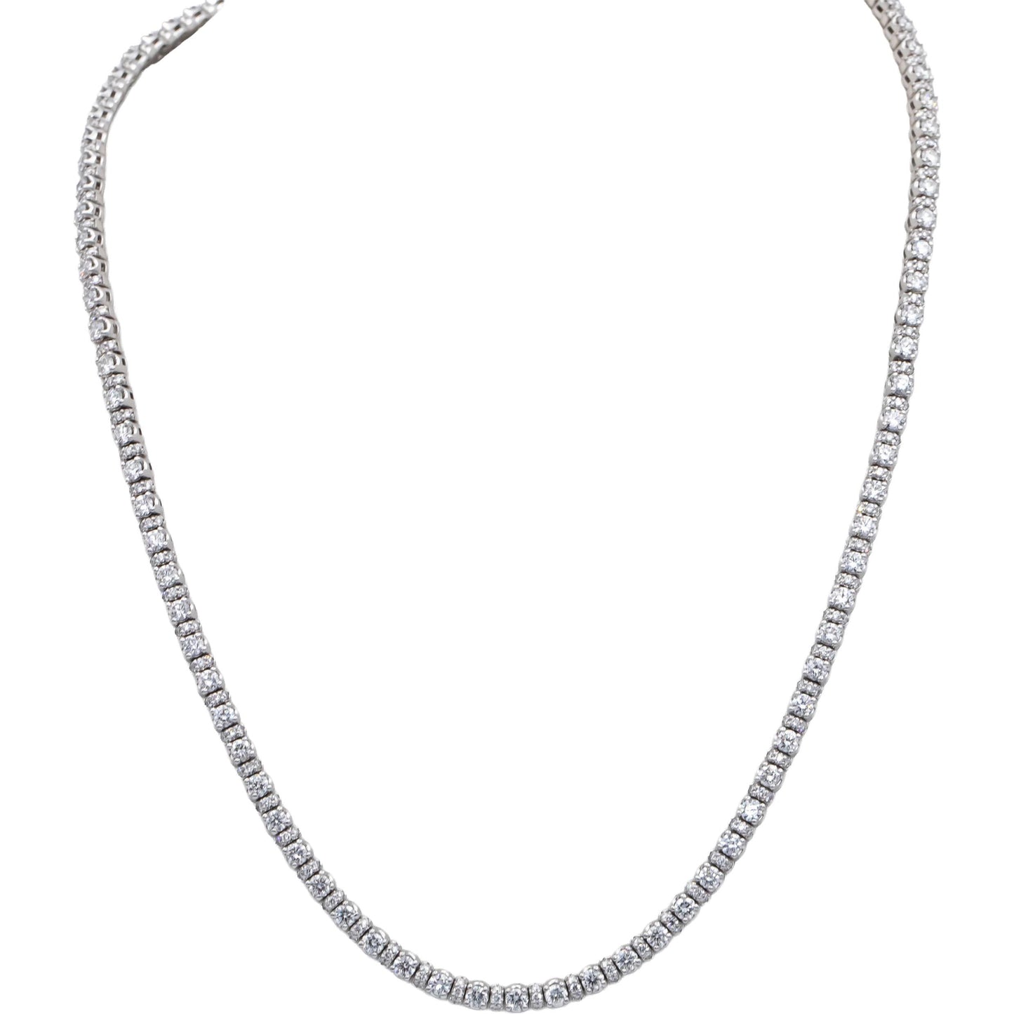14k White Gold Lab-Grown VS Round Diamond Tennis Necklace 10.0CT